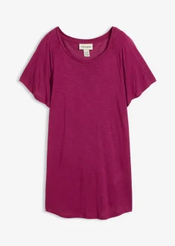 Mujer bonprix bonprix Camiseta de hilo flameado con mangas de murciélago