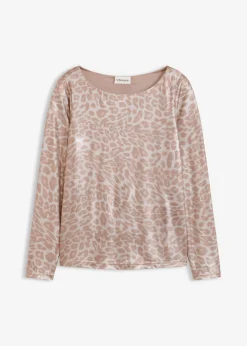 Mujer bonprix bonprix Camiseta de leopardo con estampado brillante