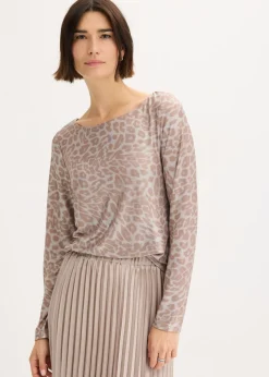 Mujer bonprix bonprix Camiseta de leopardo con estampado brillante