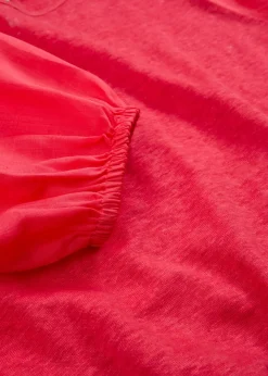 bonprix bonprix Premium|Camisetas>Camiseta de lino con mangas abullonadas rosa paraíso