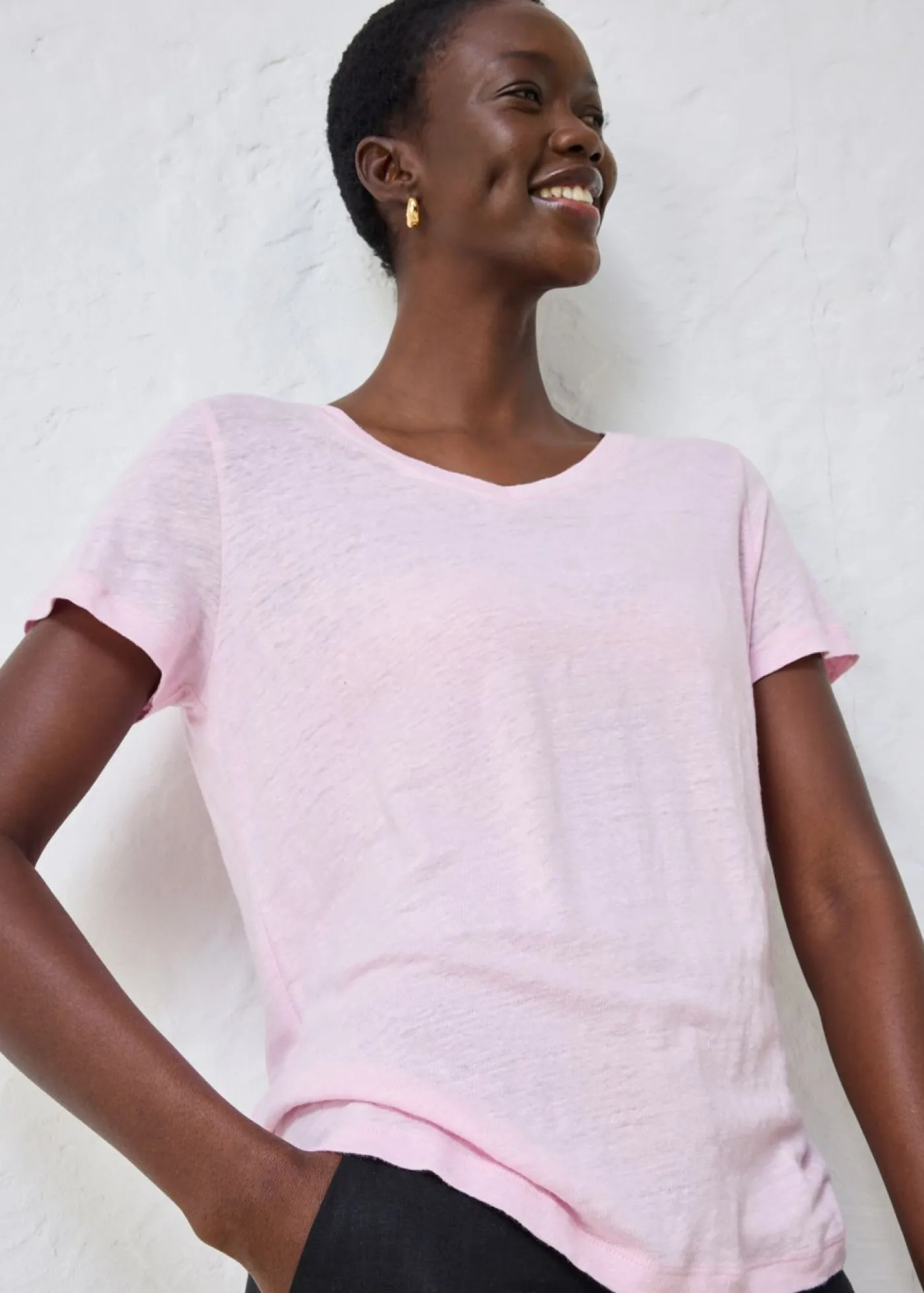 bonprix bonprix Premium|Camisetas>Camiseta de lino puro rosa cristal