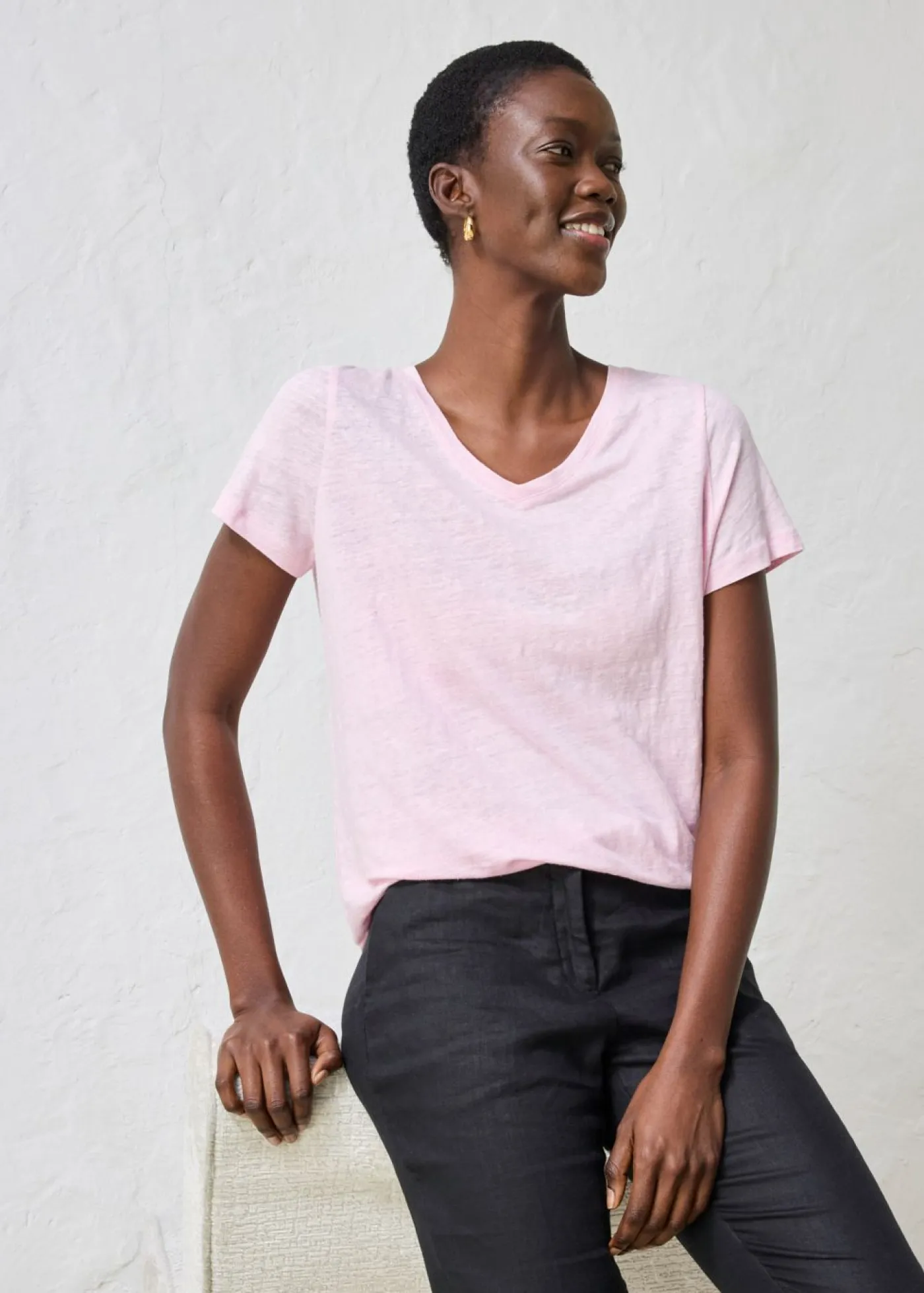 bonprix bonprix Premium|Camisetas>Camiseta de lino puro rosa cristal