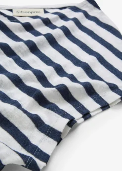 bonprix bonprix Premium|Camisetas>Camiseta de lino puro con mangas tipo murciélago azul marino-blanco con rayas