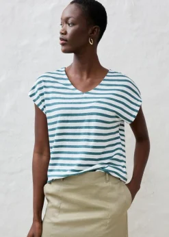 Mujer bonprix bonprix Camiseta de lino puro con mangas tipo murciélago