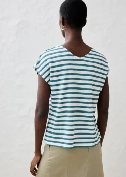 Mujer bonprix bonprix Camiseta de lino puro con mangas tipo murciélago