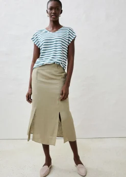 Mujer bonprix bonprix Camiseta de lino puro con mangas tipo murciélago