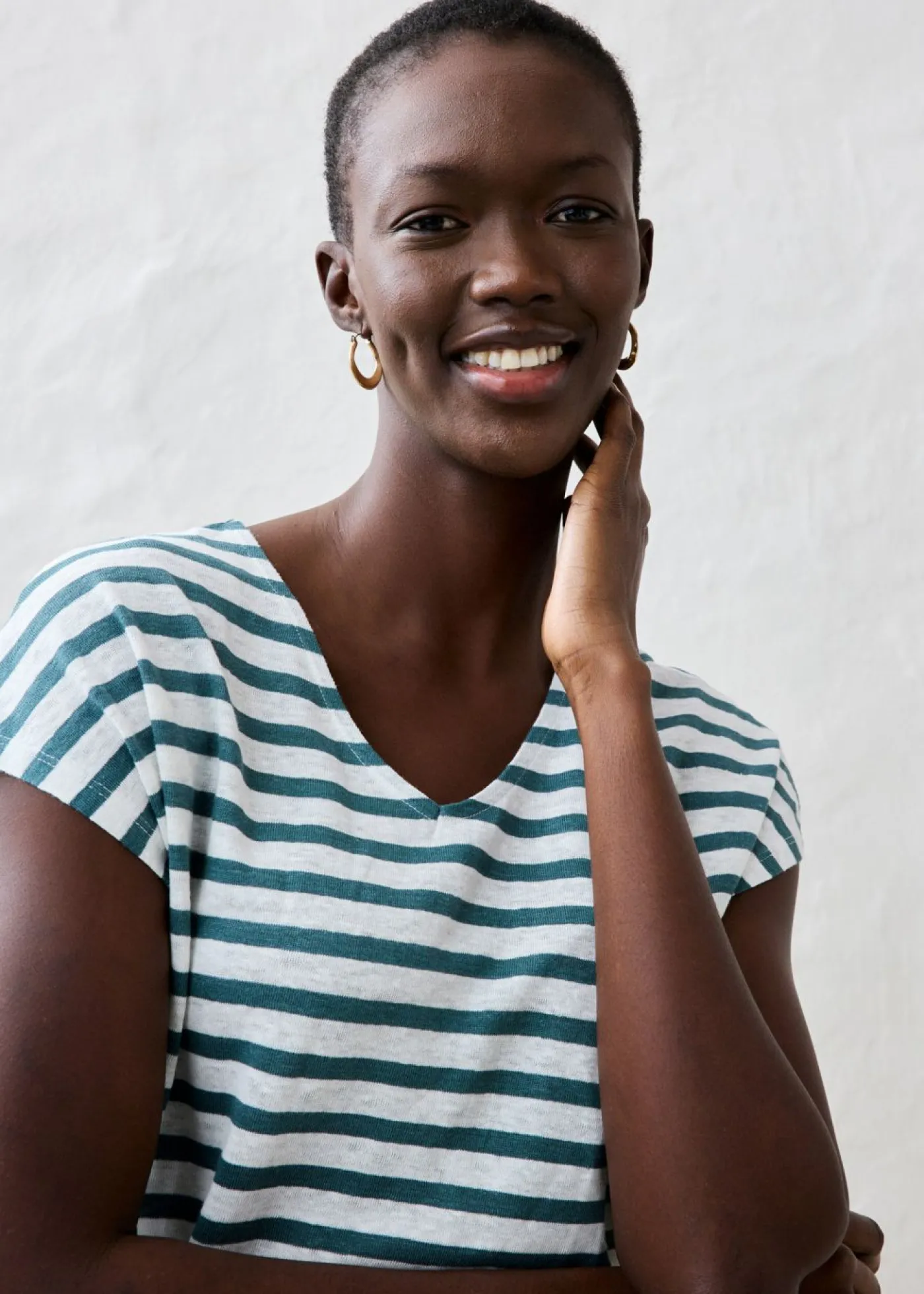 Mujer bonprix bonprix Camiseta de lino puro con mangas tipo murciélago