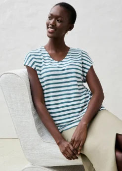 Mujer bonprix bonprix Camiseta de lino puro con mangas tipo murciélago