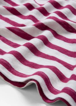 bonprix bonprix Premium|Camisetas>Camiseta de lino puro con mangas tipo murciélago violeta/blanco con rayas