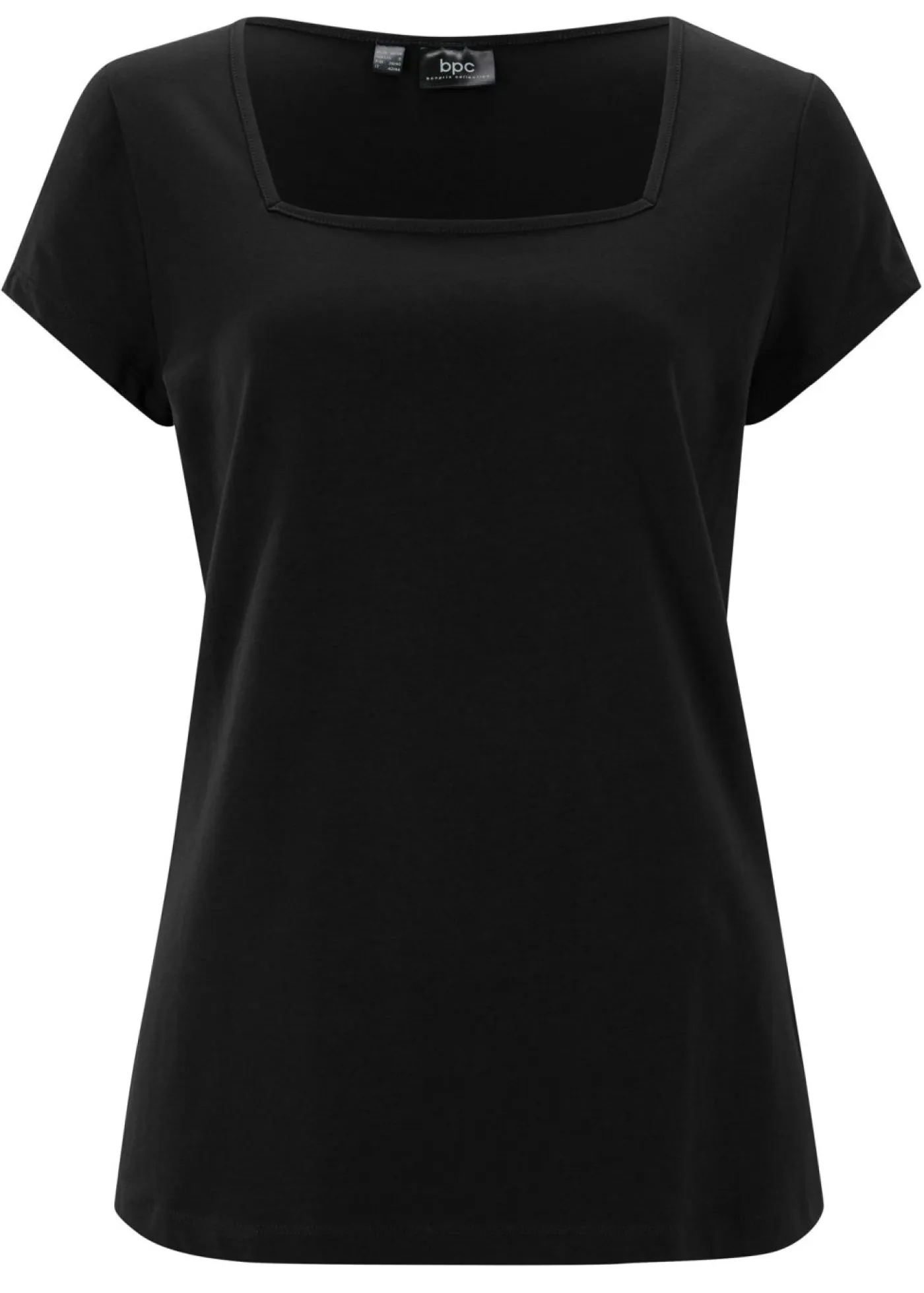 bonprix bonprix Básicos|Camisetas>Camiseta de manga corta con escote cuadrado Negro