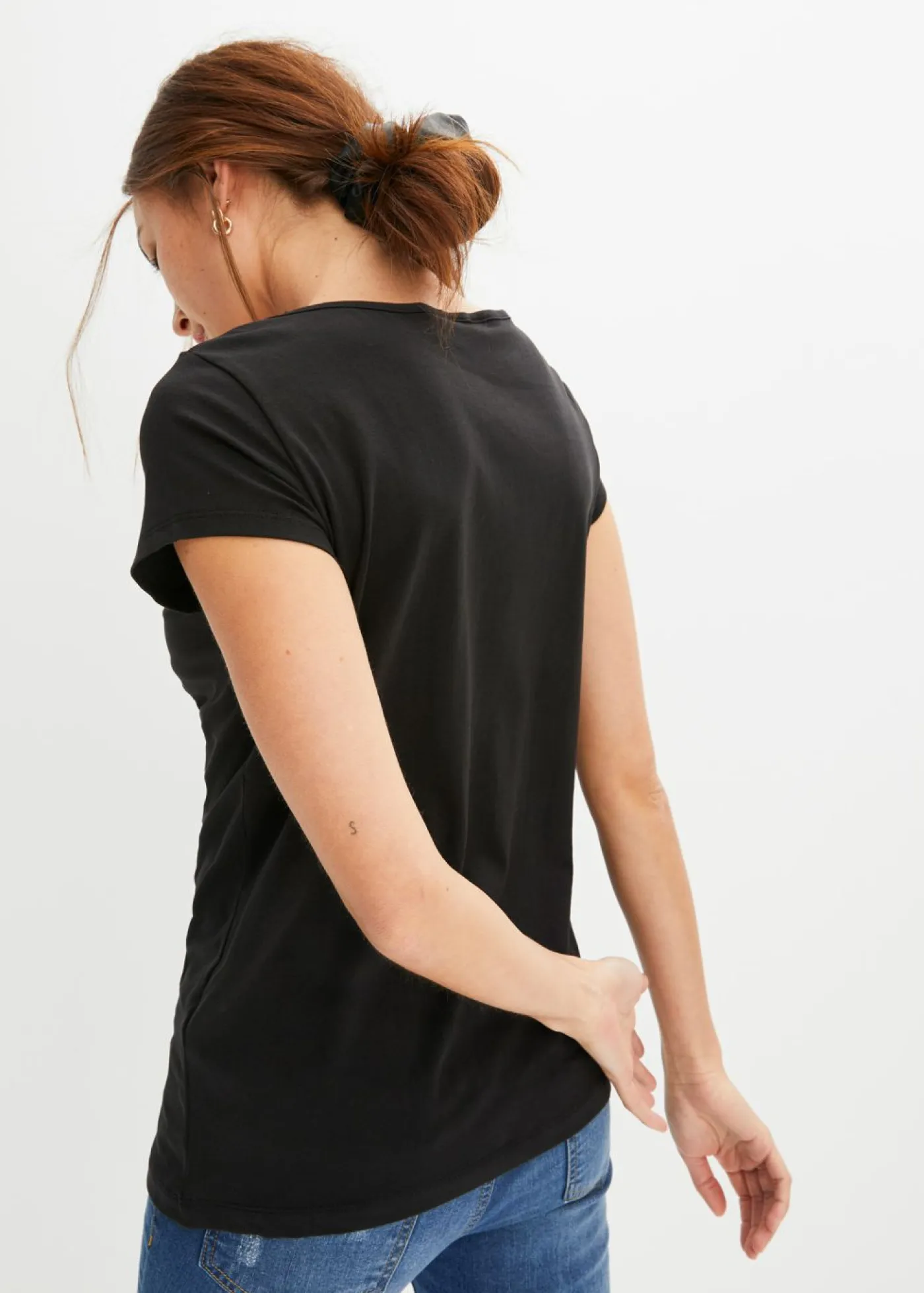 bonprix bonprix Básicos|Camisetas>Camiseta de manga corta con escote cuadrado Negro