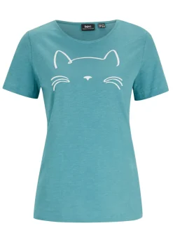 Mujer bonprix bonprix Camiseta de manga corta con estampado de gatos