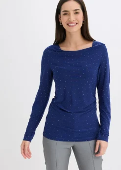 bonprix bonprix Camisetas>Camiseta de manga larga azul oxford topos