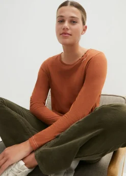 bonprix bonprix Camisetas>Camiseta de manga larga Marrón castaño