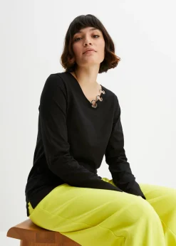 Mujer bonprix bonprix Camiseta de manga larga con ojales