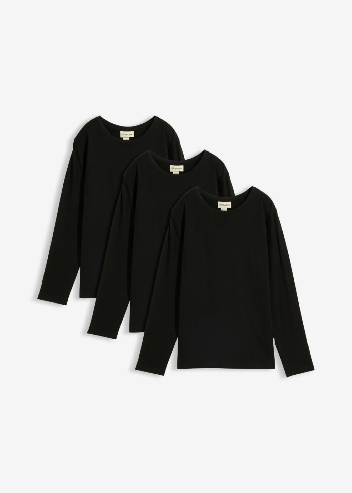 bonprix bonprix Ropa 9 A 16 Años·Camisetas|Ropa 9 A 16 Años·Packs De Ropa>Camiseta de manga larga con algodón orgánico (3 unidades) Negro-negro-negro