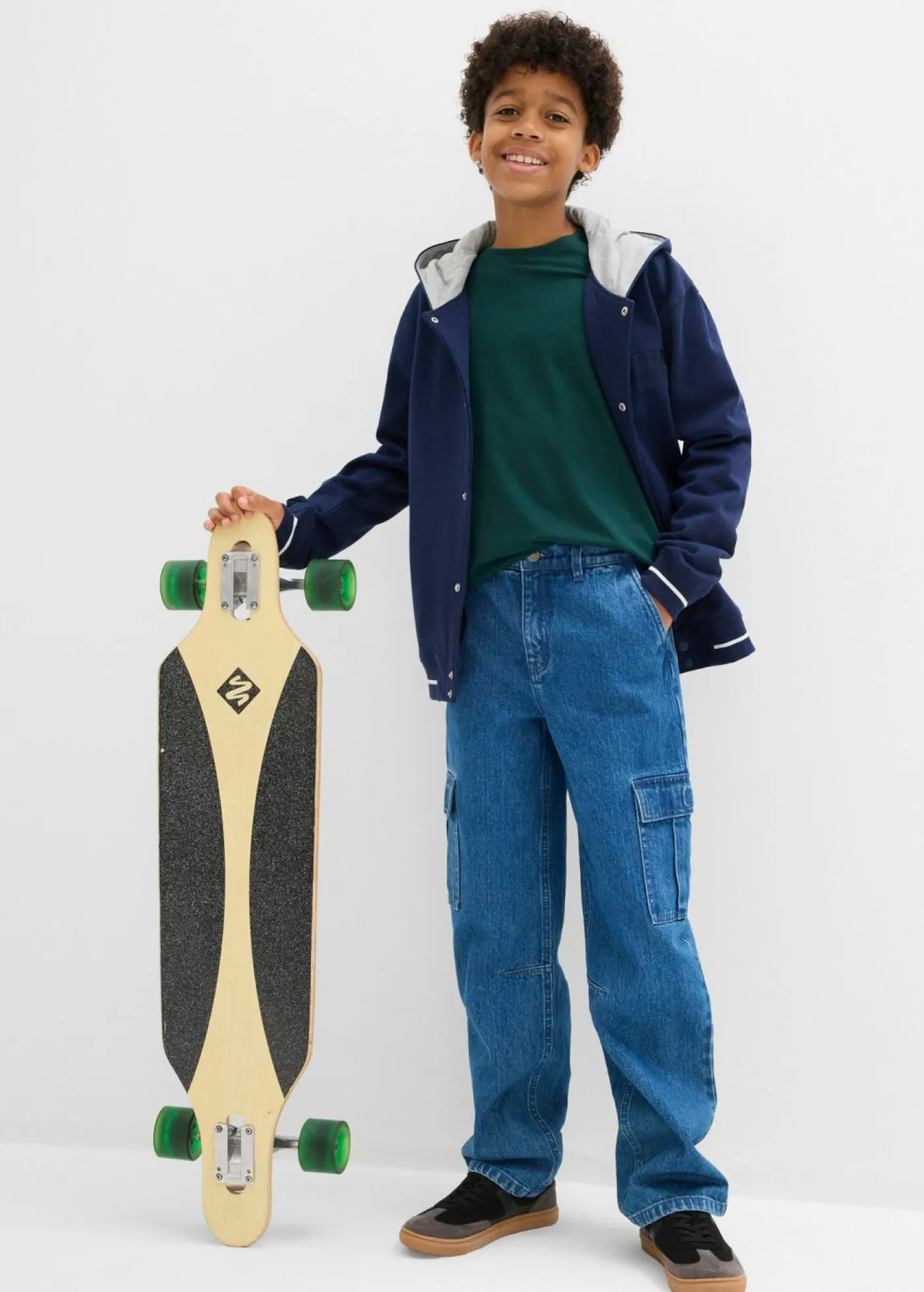 bonprix bonprix Ropa 9 A 16 Años·Camisetas|Ropa 9 A 16 Años·Packs De Ropa>Camiseta de manga larga con algodón orgánico (3 unidades) blanco/verde intenso/antracita jaspeado