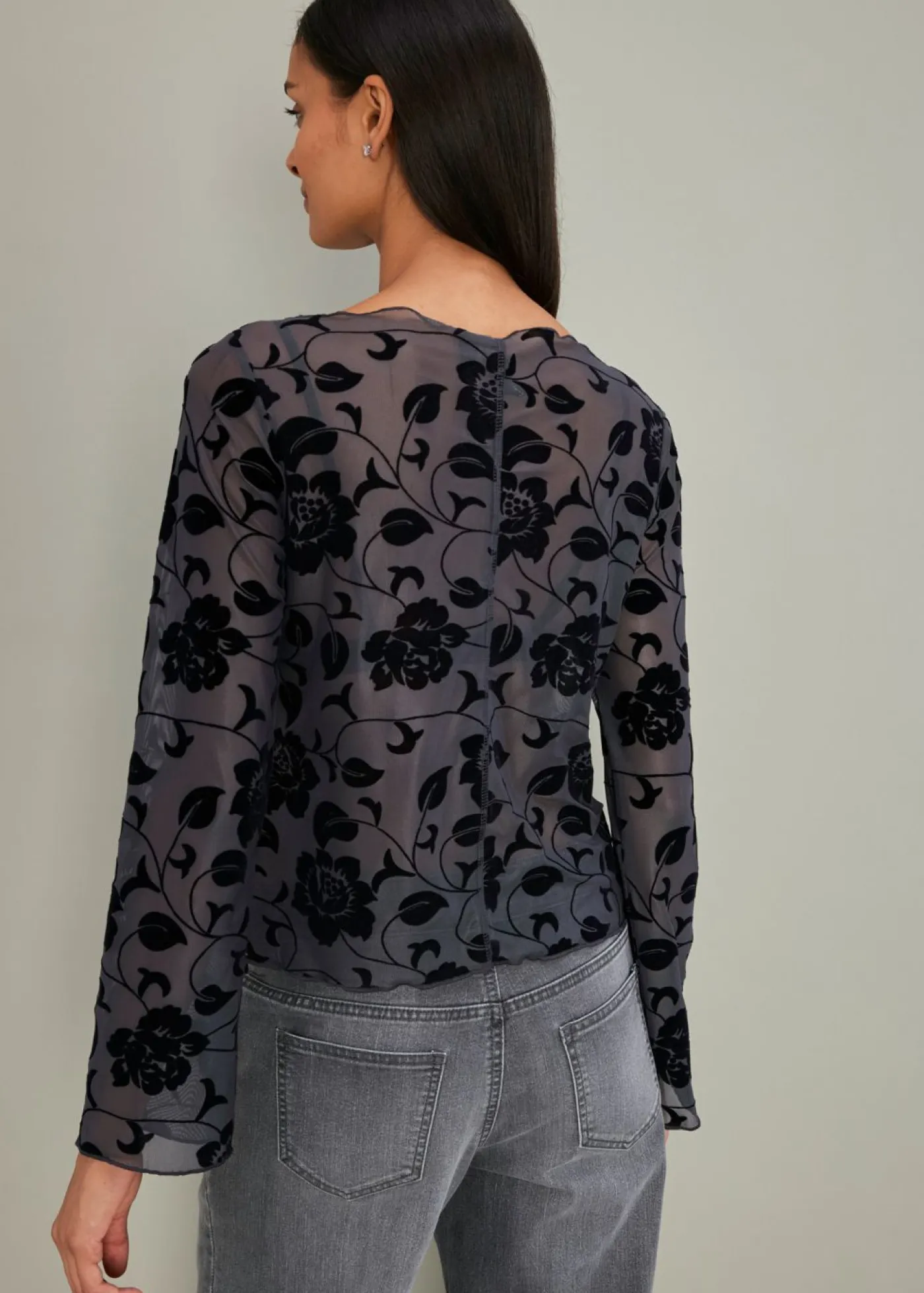 Mujer bonprix bonprix Camiseta de manga larga con leve transparencia