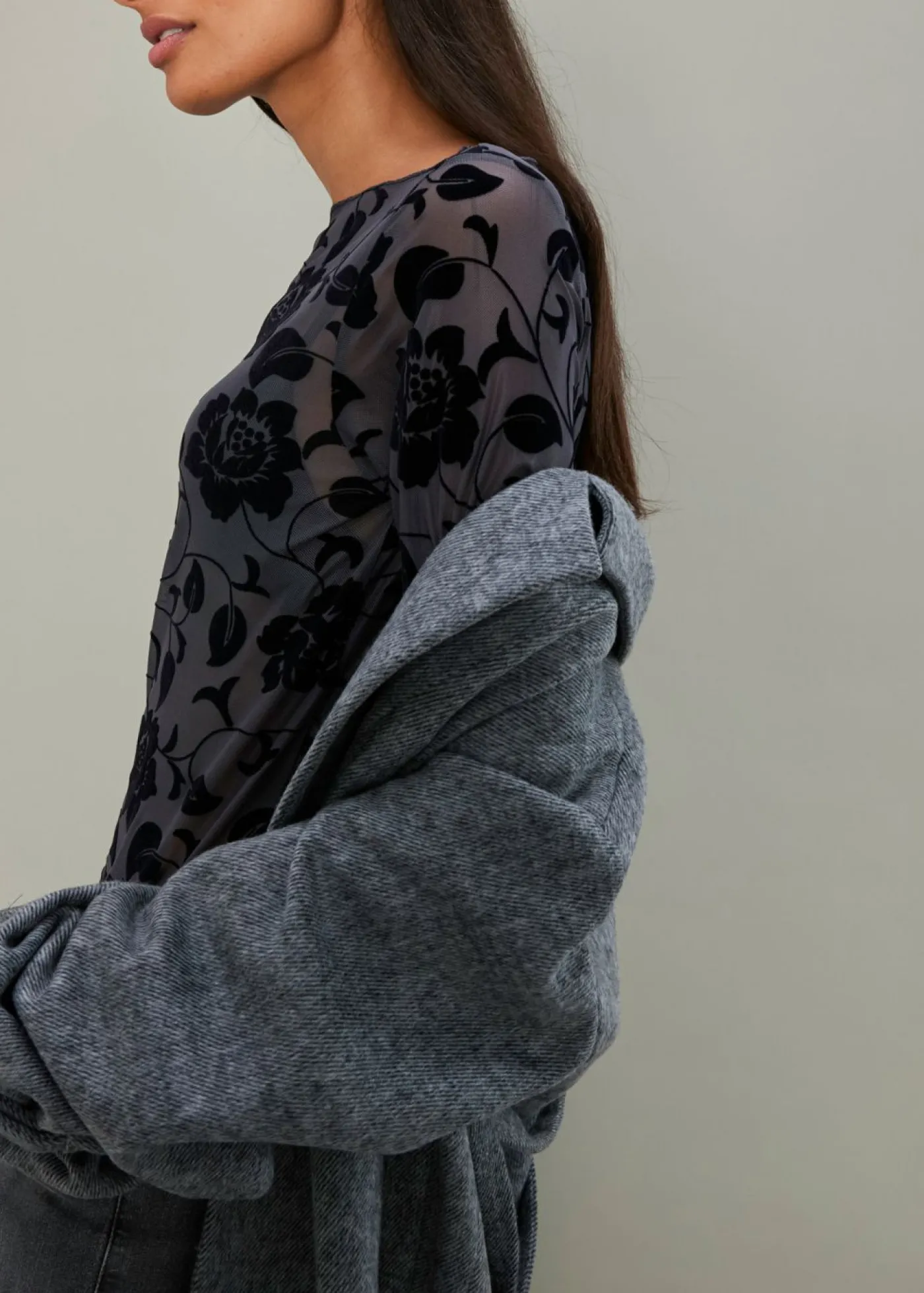 Mujer bonprix bonprix Camiseta de manga larga con leve transparencia