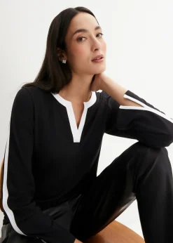 Mujer bonprix bonprix Camiseta de manga larga con abertura