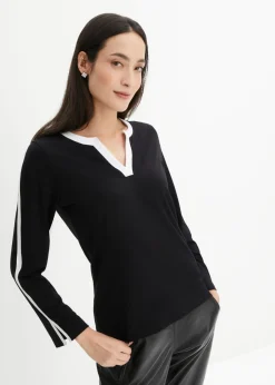 Mujer bonprix bonprix Camiseta de manga larga con abertura