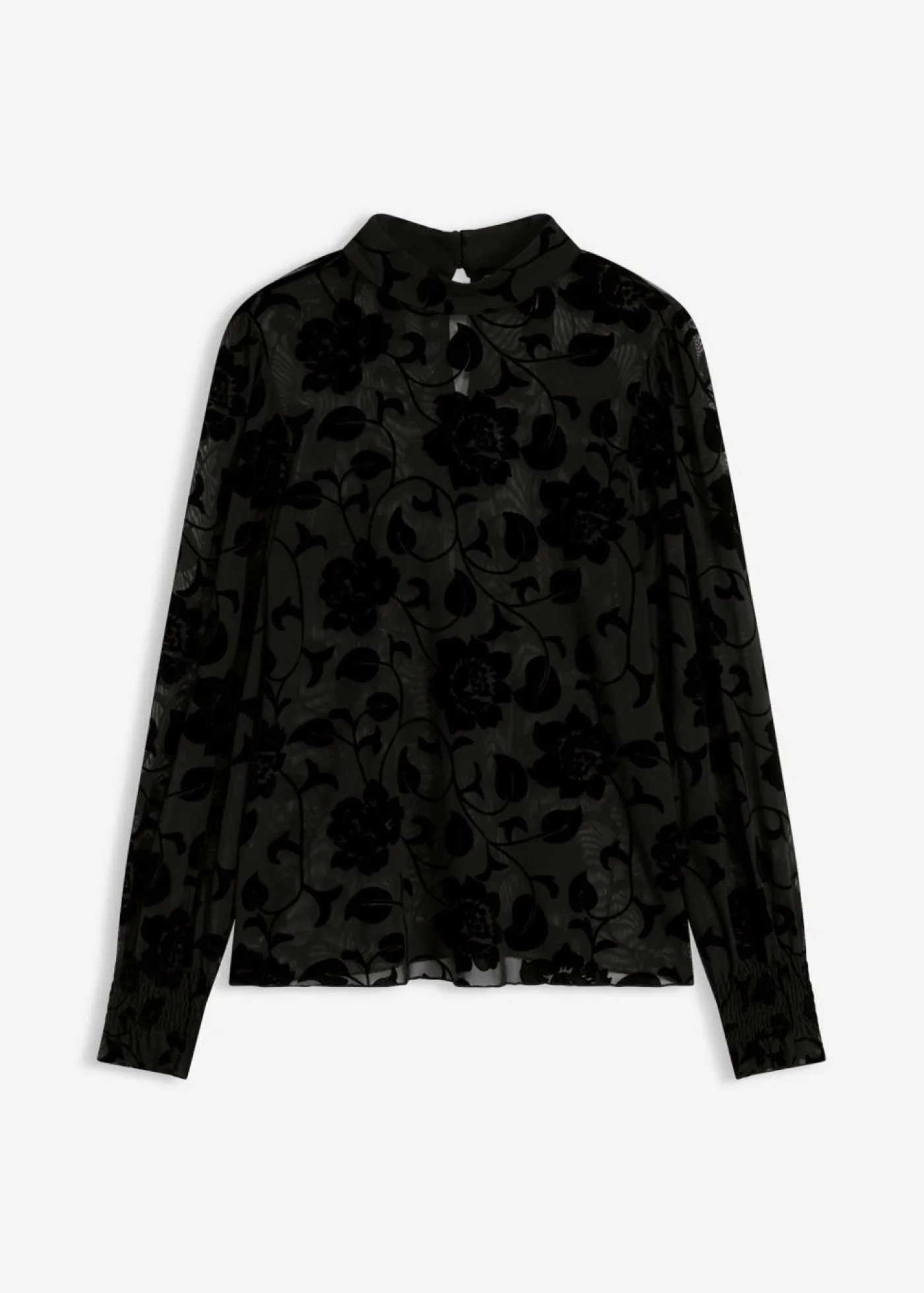 bonprix bonprix Camisetas>Camiseta de manga larga con leve transparencia Negro