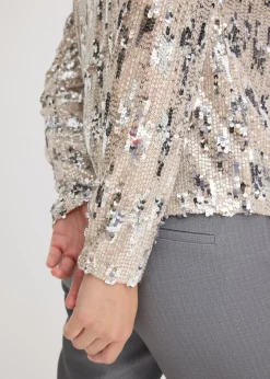 Mujer bonprix bonprix Camiseta de manga larga con lentejuelas