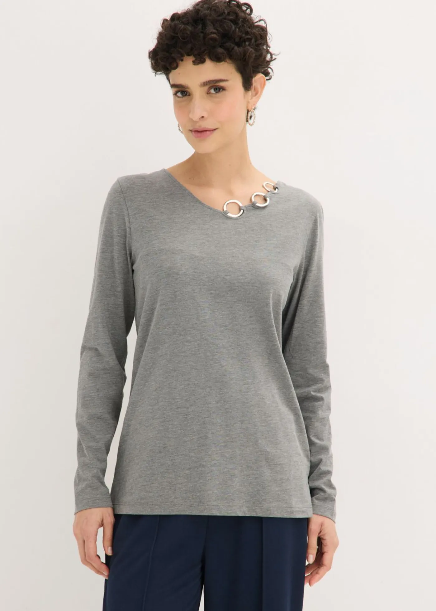 Mujer bonprix bonprix Camiseta de manga larga con ojales