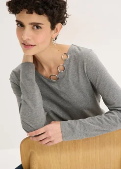 Mujer bonprix bonprix Camiseta de manga larga con ojales