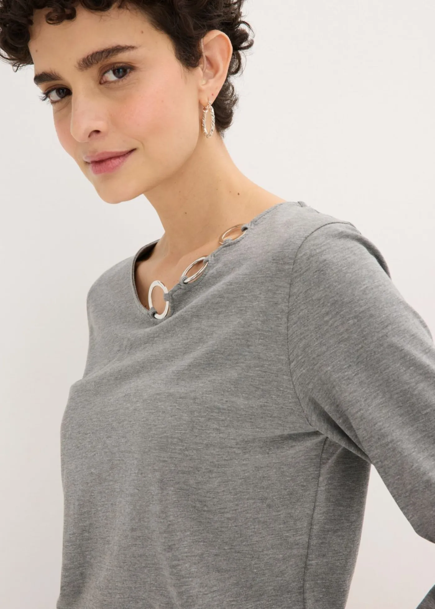 Mujer bonprix bonprix Camiseta de manga larga con ojales