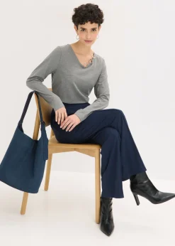 Mujer bonprix bonprix Camiseta de manga larga con ojales