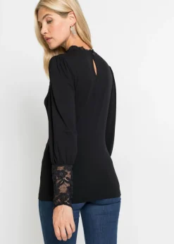 Mujer bonprix bonprix Camiseta de manga larga con encaje