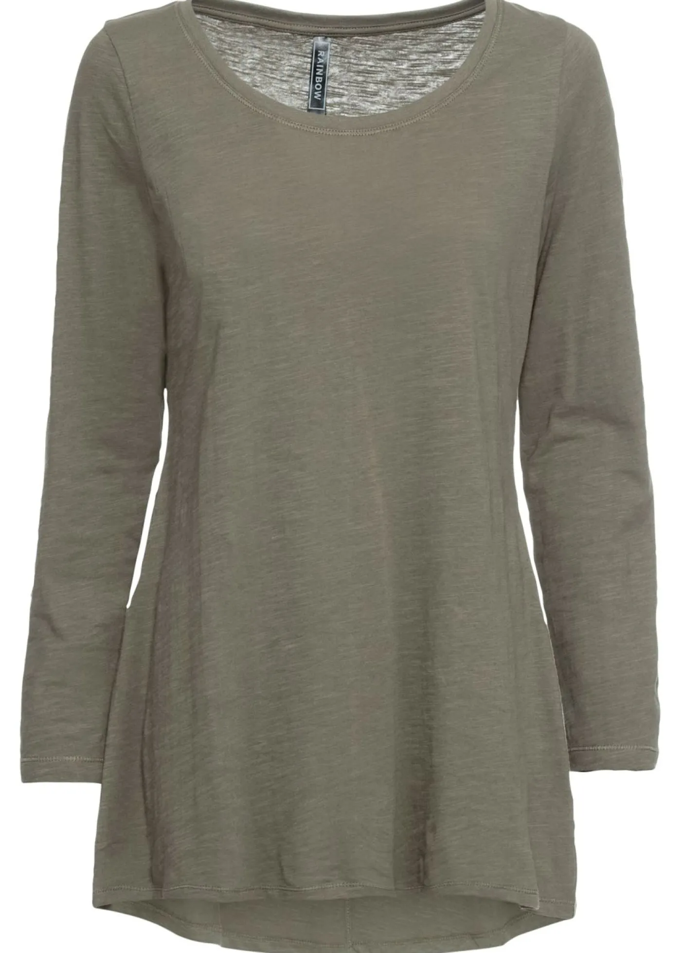 bonprix bonprix Camisetas>Camiseta de manga larga de algodón puro Verde oliva