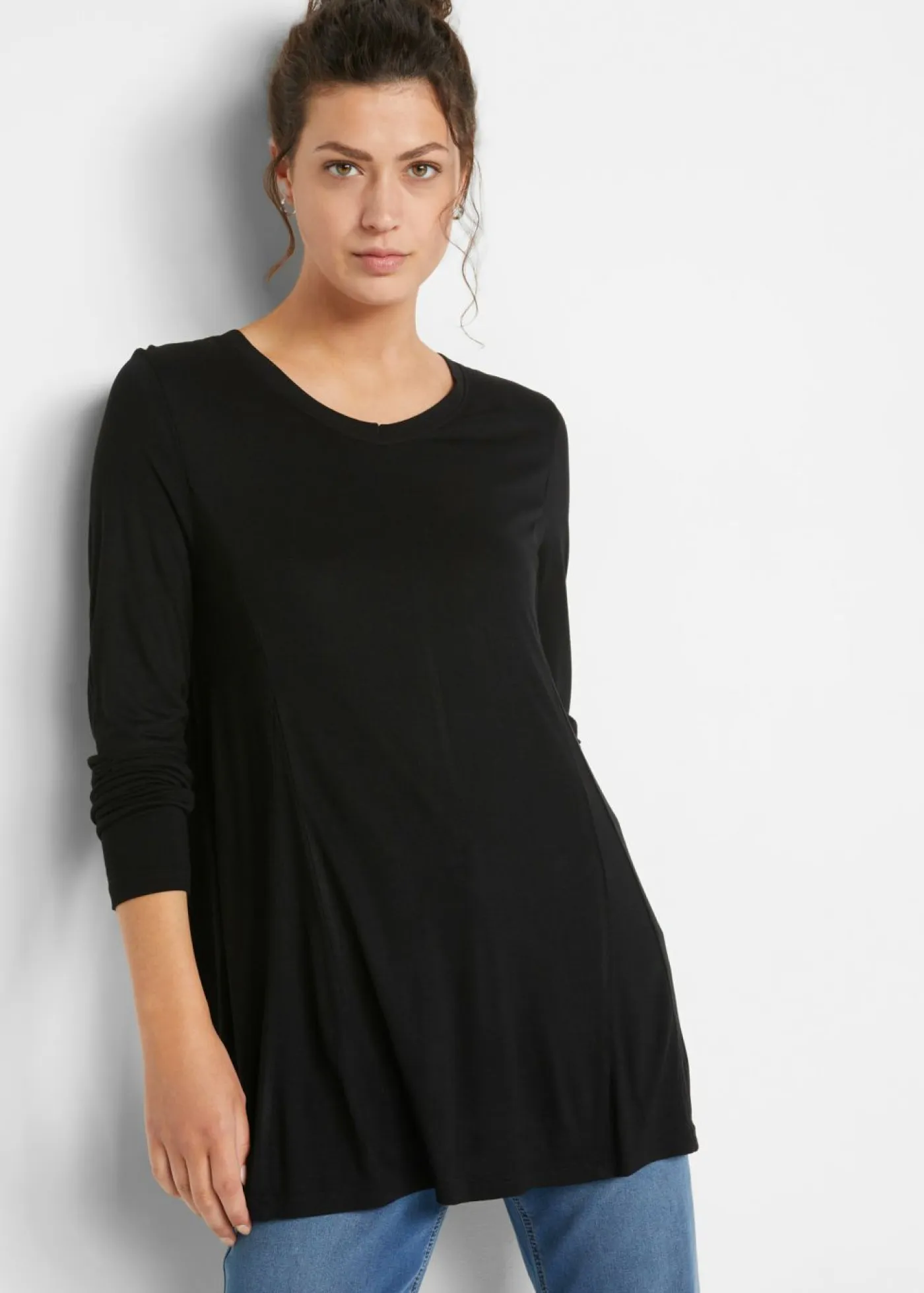 bonprix bonprix Camisetas>Camiseta de manga larga de viscosa suave Negro