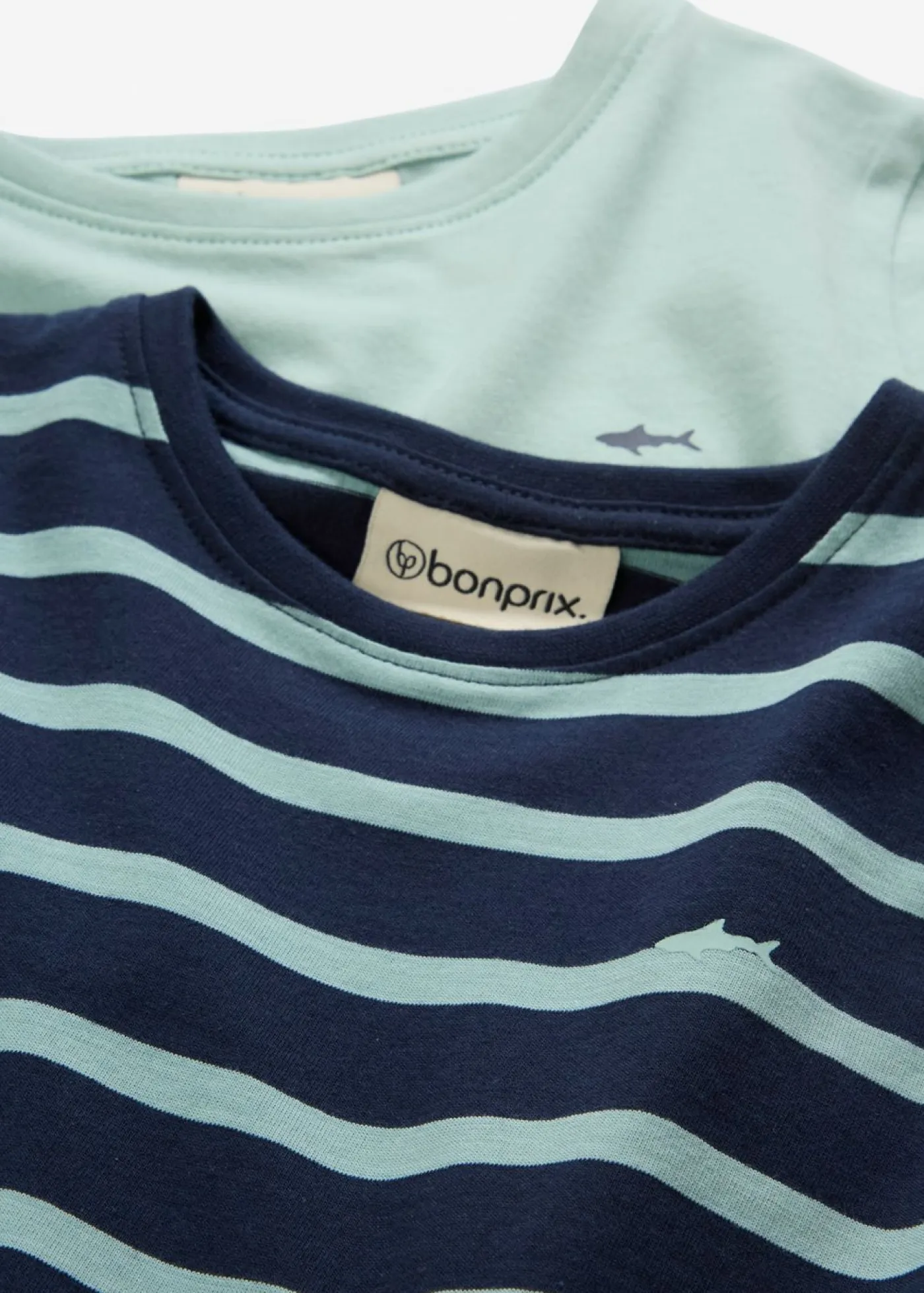 bonprix bonprix Ropa 2 A 9 Años·Multipack|Ropa 2 A 9 Años·Camisetas>Camiseta de manga larga de algodón orgánico puro (2 unidades) Azul verdoso + azul marino/azul verdoso de rayas