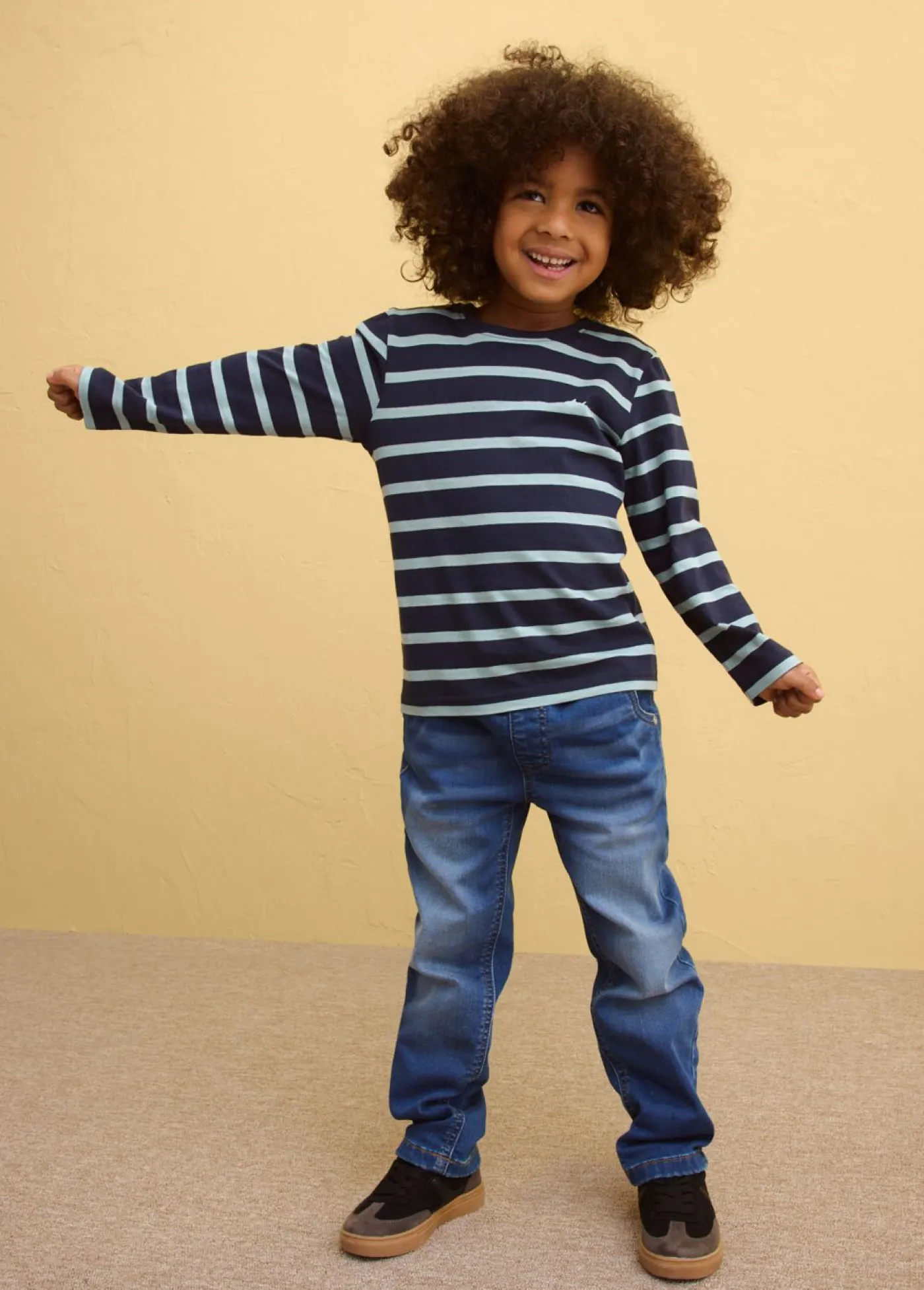 bonprix bonprix Ropa 2 A 9 Años·Multipack|Ropa 2 A 9 Años·Camisetas>Camiseta de manga larga de algodón orgánico puro (2 unidades) Azul verdoso + azul marino/azul verdoso de rayas