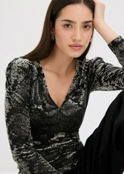 Mujer bonprix bonprix Camiseta de manga larga de terciopelo dévoré