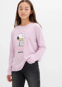 bonprix Peanuts Ropa 9 A 16 Años·Camisetas Y Camisas>Camiseta de manga larga de algodón puro con estampado de Snoopy púrpura