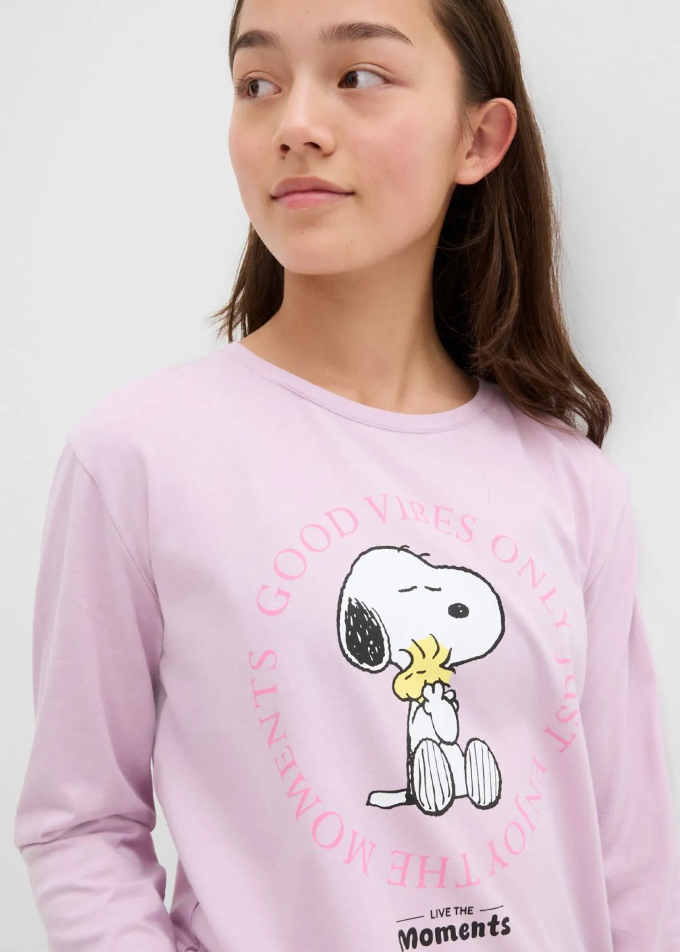 bonprix Peanuts Ropa 9 A 16 Años·Camisetas Y Camisas>Camiseta de manga larga de algodón puro con estampado de Snoopy púrpura