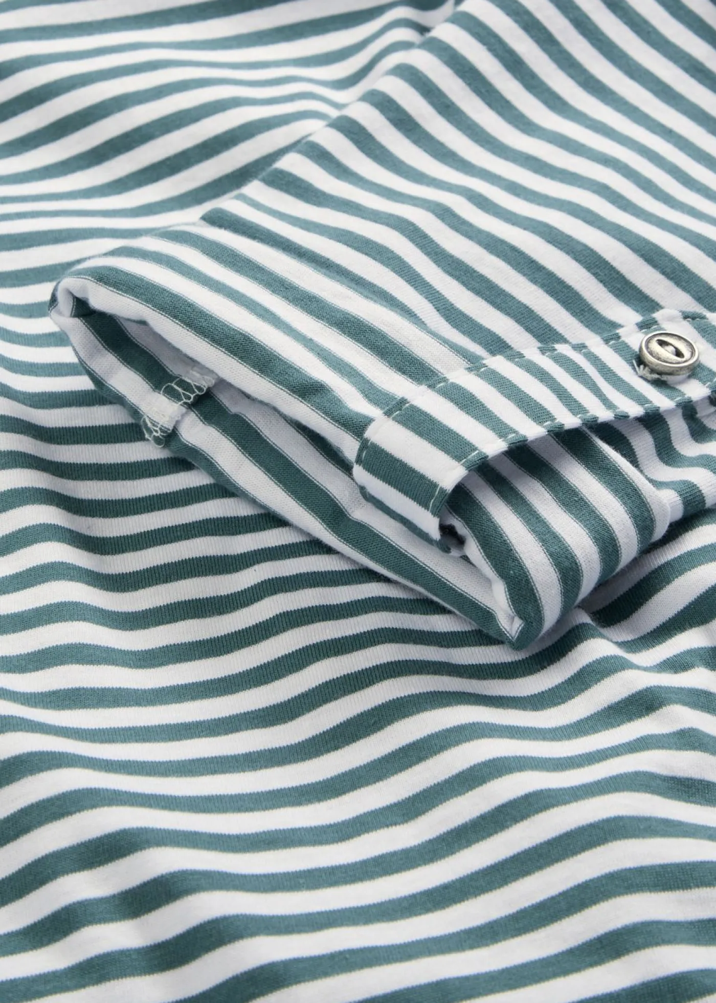 bonprix bonprix Camisetas|Novedades>Camiseta de manga larga de algodón puro Verde-Blanco de rayas