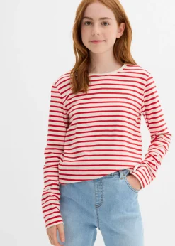 bonprix bonprix Ropa 9 A 16 Años·Camisetas Y Camisas|Ropa 9 A 16 Años·Packs De Ropa>Camiseta de manga larga de algodón orgánico puro (3 unidades) fresa+azul marino+gris jaspeado+blanco lana