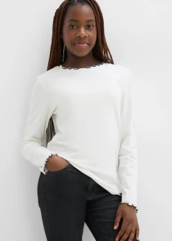 bonprix bonprix Ropa 9 A 16 Años·Camisetas Y Camisas|Ropa 9 A 16 Años·Packs De Ropa>Camiseta de manga larga de mezcla de algodón orgánico elástico (2 unidades) blanco lana+negro+rojo burdeos+rosa oscuro