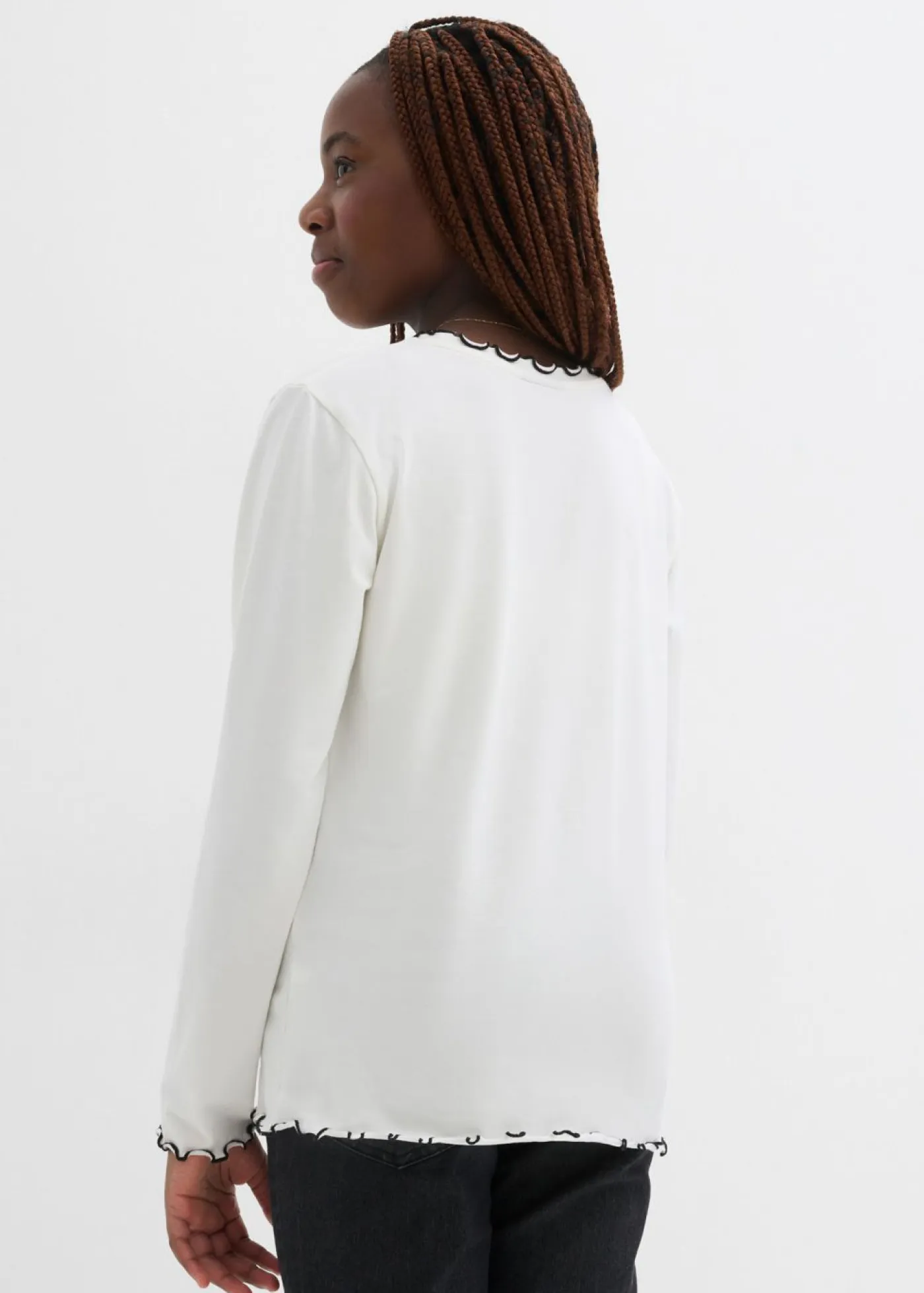 bonprix bonprix Ropa 9 A 16 Años·Camisetas Y Camisas|Ropa 9 A 16 Años·Packs De Ropa>Camiseta de manga larga de mezcla de algodón orgánico elástico (2 unidades) blanco lana+negro+rojo burdeos+rosa oscuro