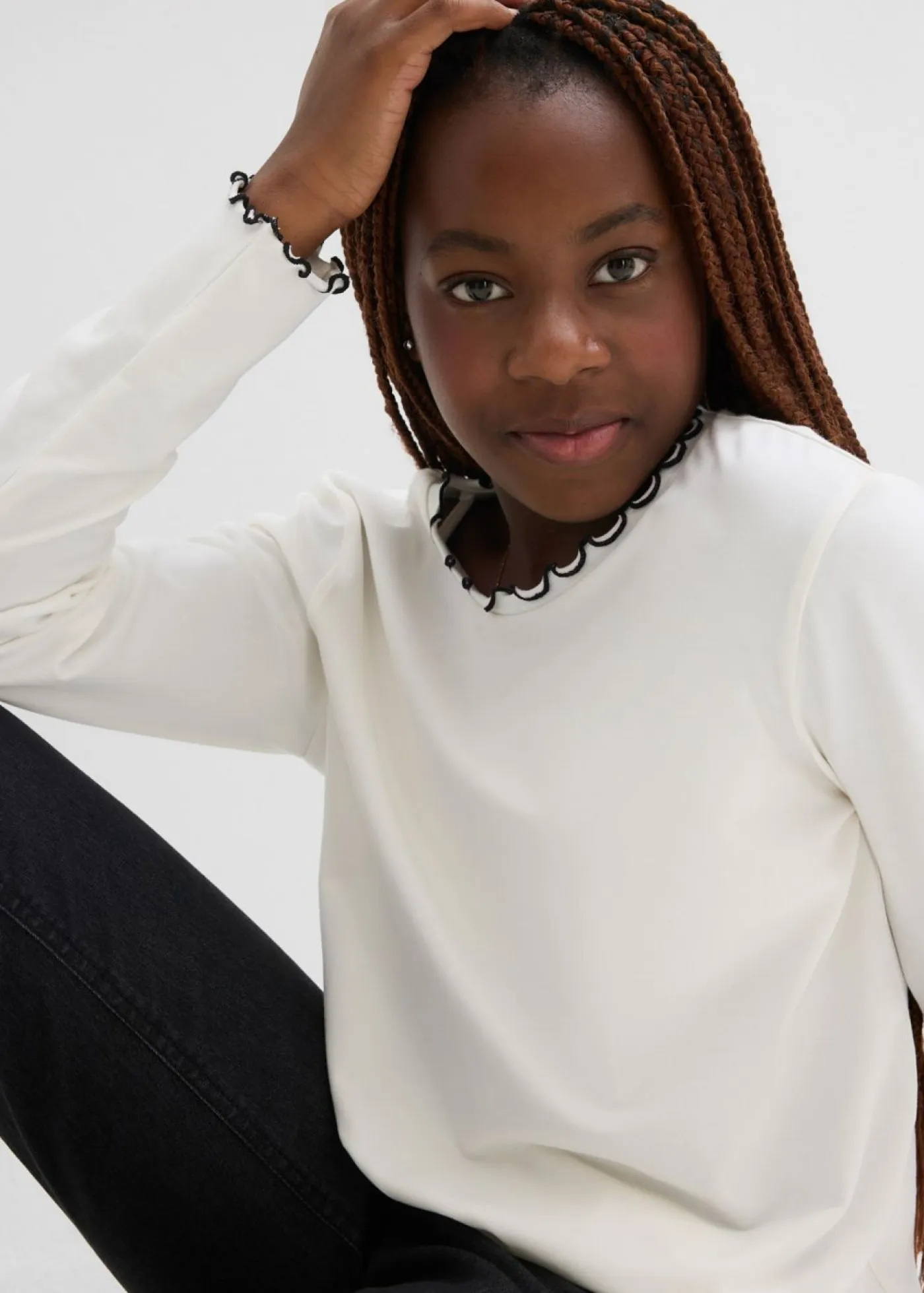 bonprix bonprix Ropa 9 A 16 Años·Camisetas Y Camisas|Ropa 9 A 16 Años·Packs De Ropa>Camiseta de manga larga de mezcla de algodón orgánico elástico (2 unidades) blanco lana+negro+rojo burdeos+rosa oscuro