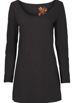 bonprix bonprix Camisetas>Camiseta de manga larga de algodón puro Negro