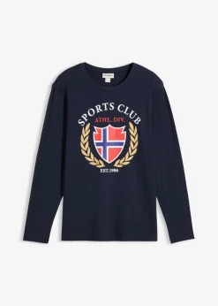 bonprix bonprix Camisetas Y Polos>Camiseta de manga larga de algodón puro Azul marino