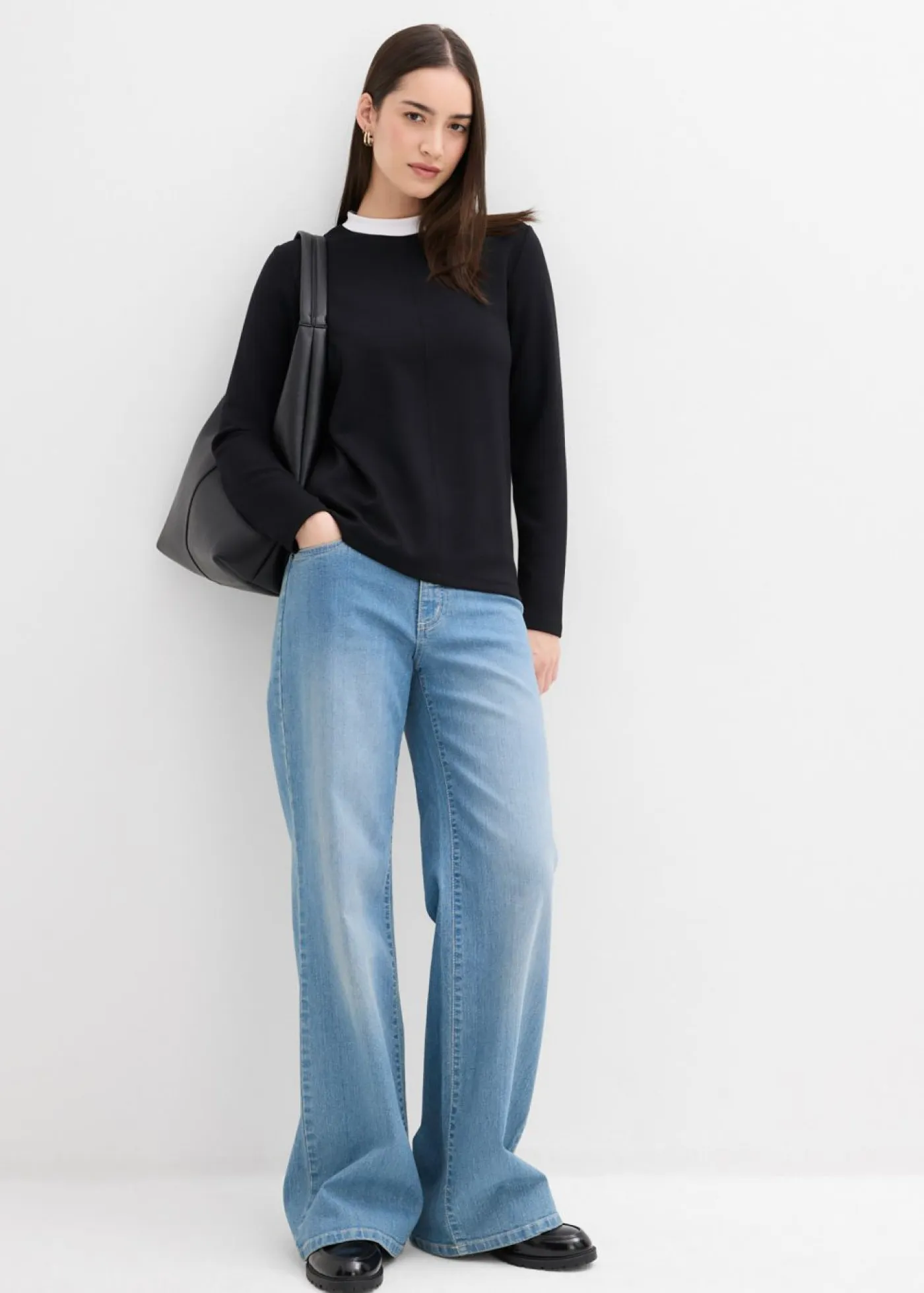 Mujer bonprix bonprix Camiseta de manga larga de mezcla de viscosa con cuello alto