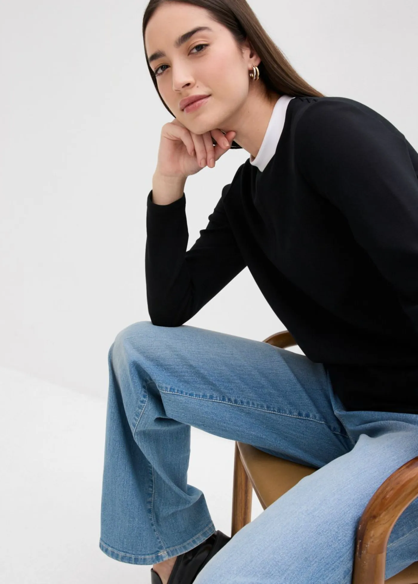 Mujer bonprix bonprix Camiseta de manga larga de mezcla de viscosa con cuello alto