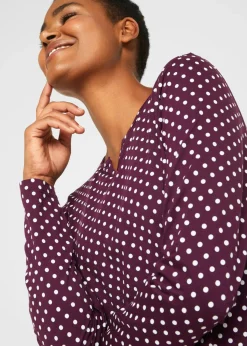 Mujer bonprix bonprix Camiseta de manga larga de lunares con aberturas laterales