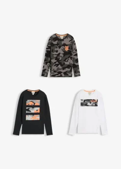 Niños bonprix bonprix Camiseta de manga larga de algodón puro (3 unidades)